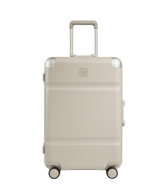 a white suitcase with wheels