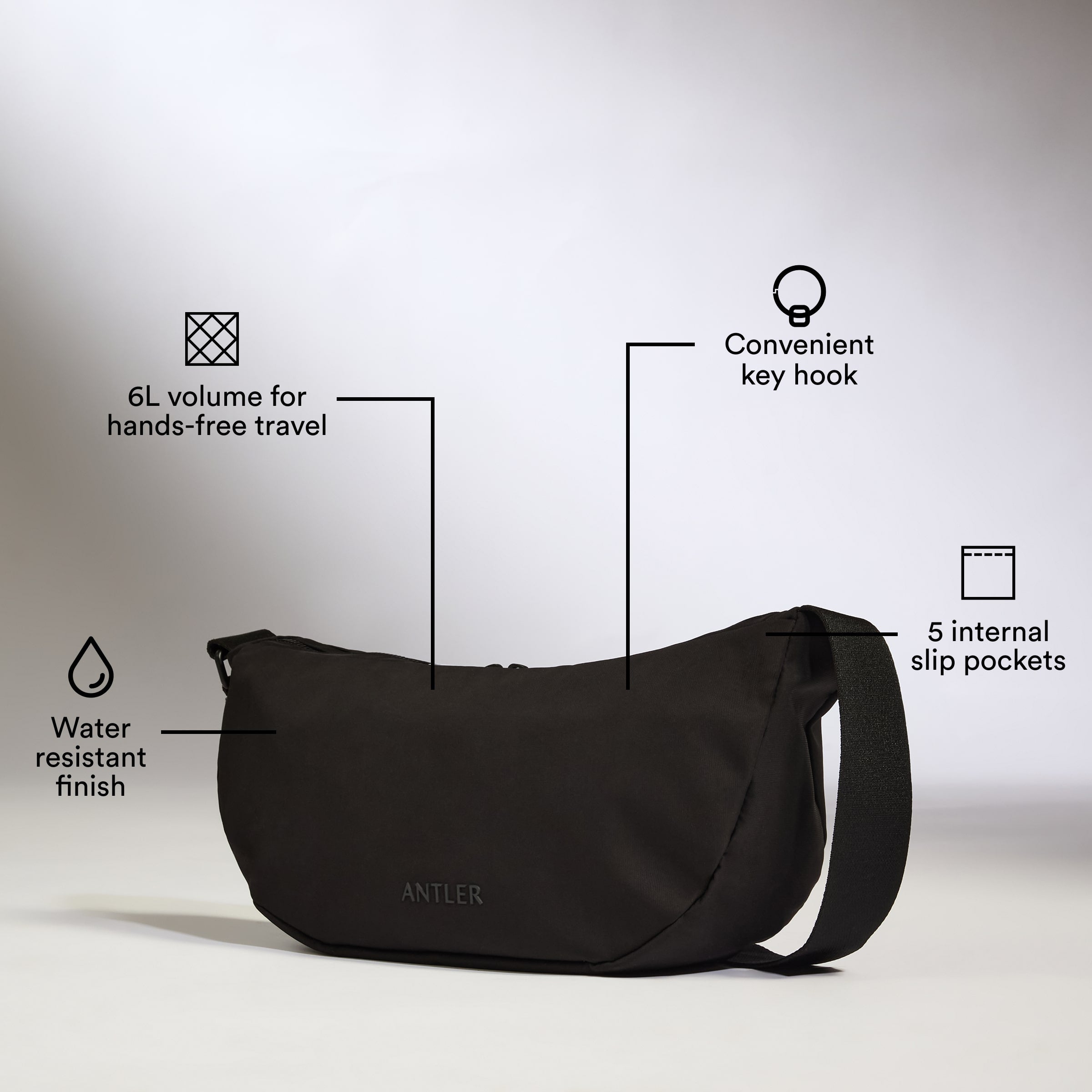Icon Slingbag in Black | Crossbody Travel Bag & Accessories