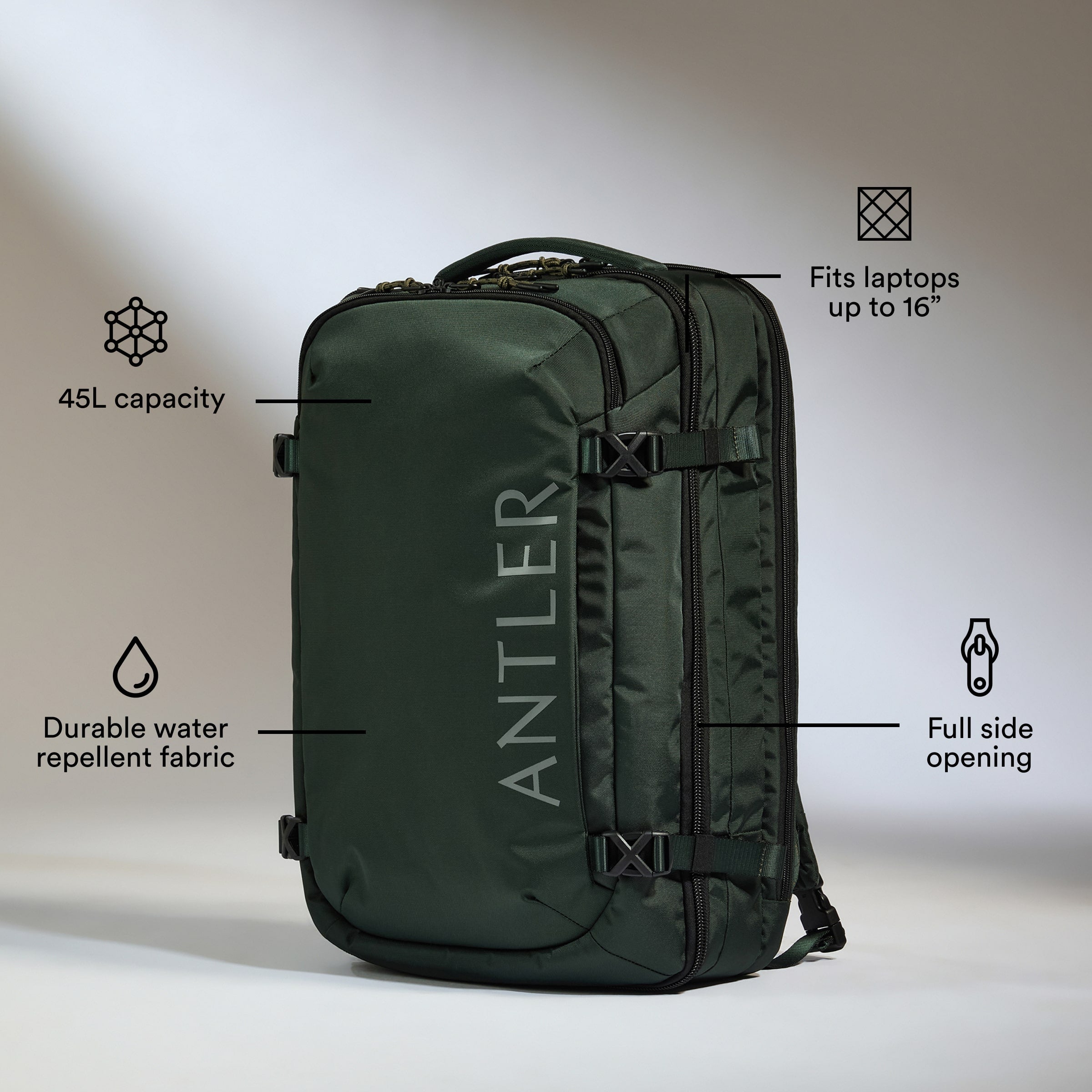 Discovery 45L Backpack in Black | Rucksacks & Travel Bags – Antler