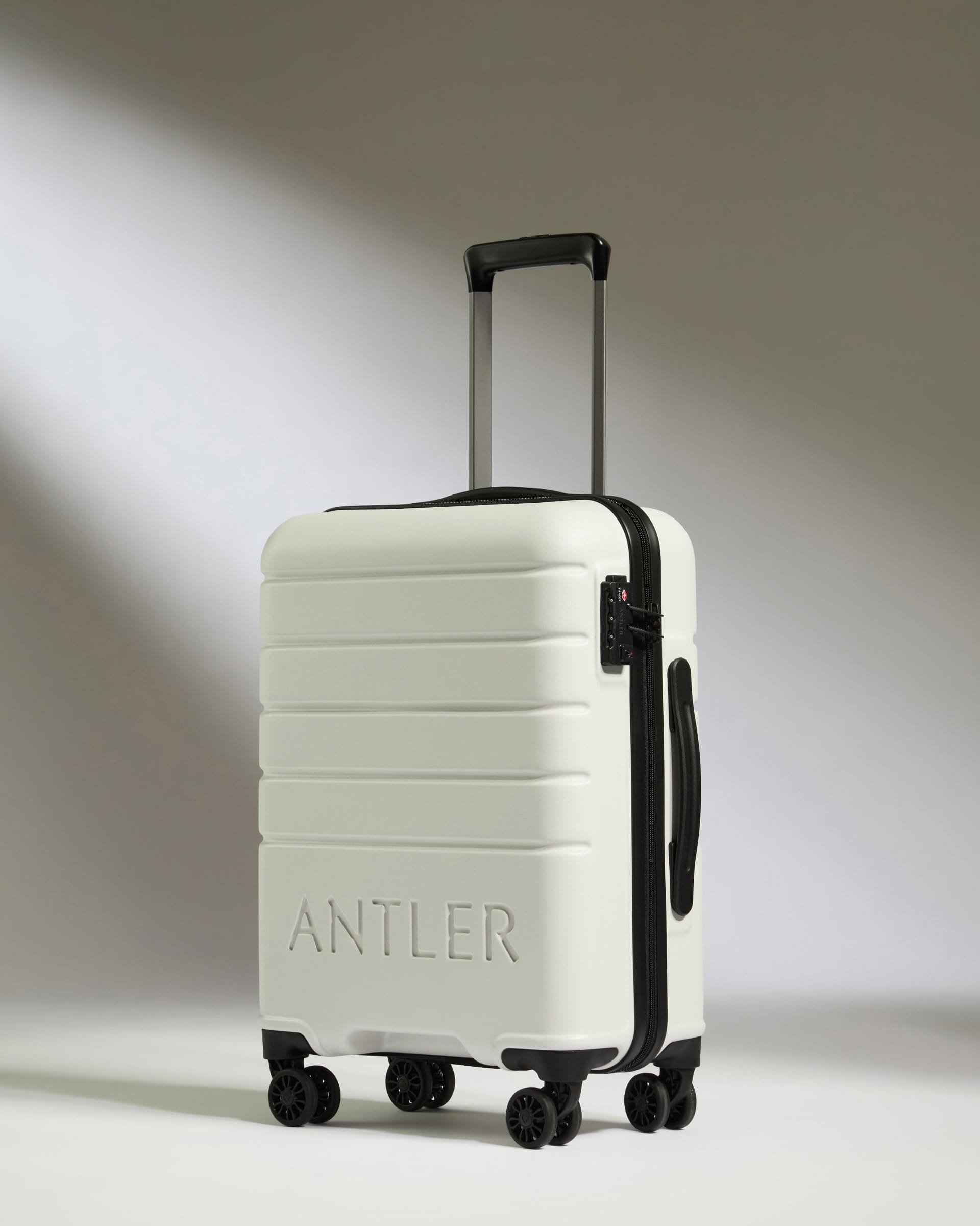 Antler Luggage -  Cabin Suitcase in Arctic Grey - Logo - Hard Suitcases Cabin Suitcase in Light Grey - Logo | Lightweight Hard Shell Luggage