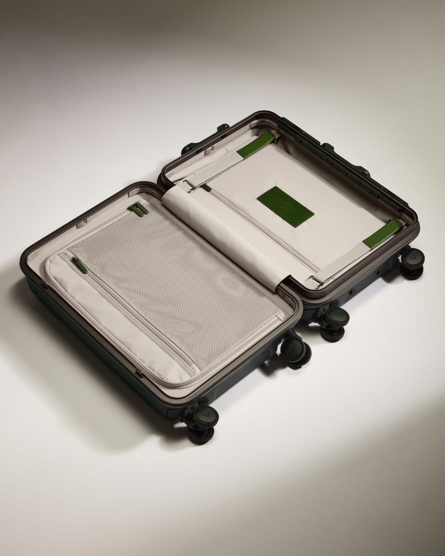 Antler Luggage -  Cabin Suitcase in Dark Forest Green - Heritage Stripe - Hard Suitcase - Standard Cabin Heritage Stripe Cabin in Dark Forest Green | Premium Hard Shell Carry-On Suitcase