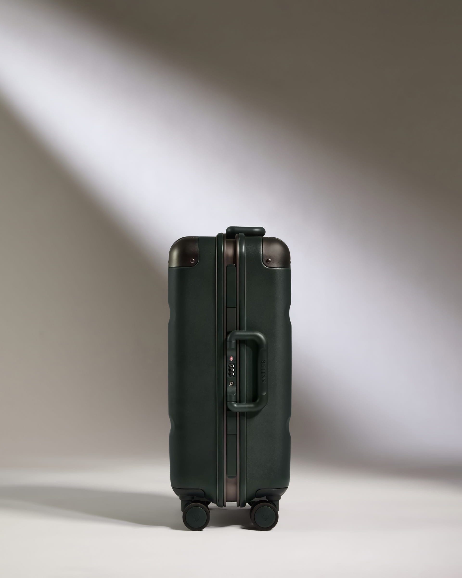 Antler Luggage -  Cabin Suitcase in Dark Forest Green - Heritage Stripe - Hard Suitcase - Standard Cabin Heritage Stripe Cabin in Dark Forest Green | Premium Hard Shell Carry-On Suitcase