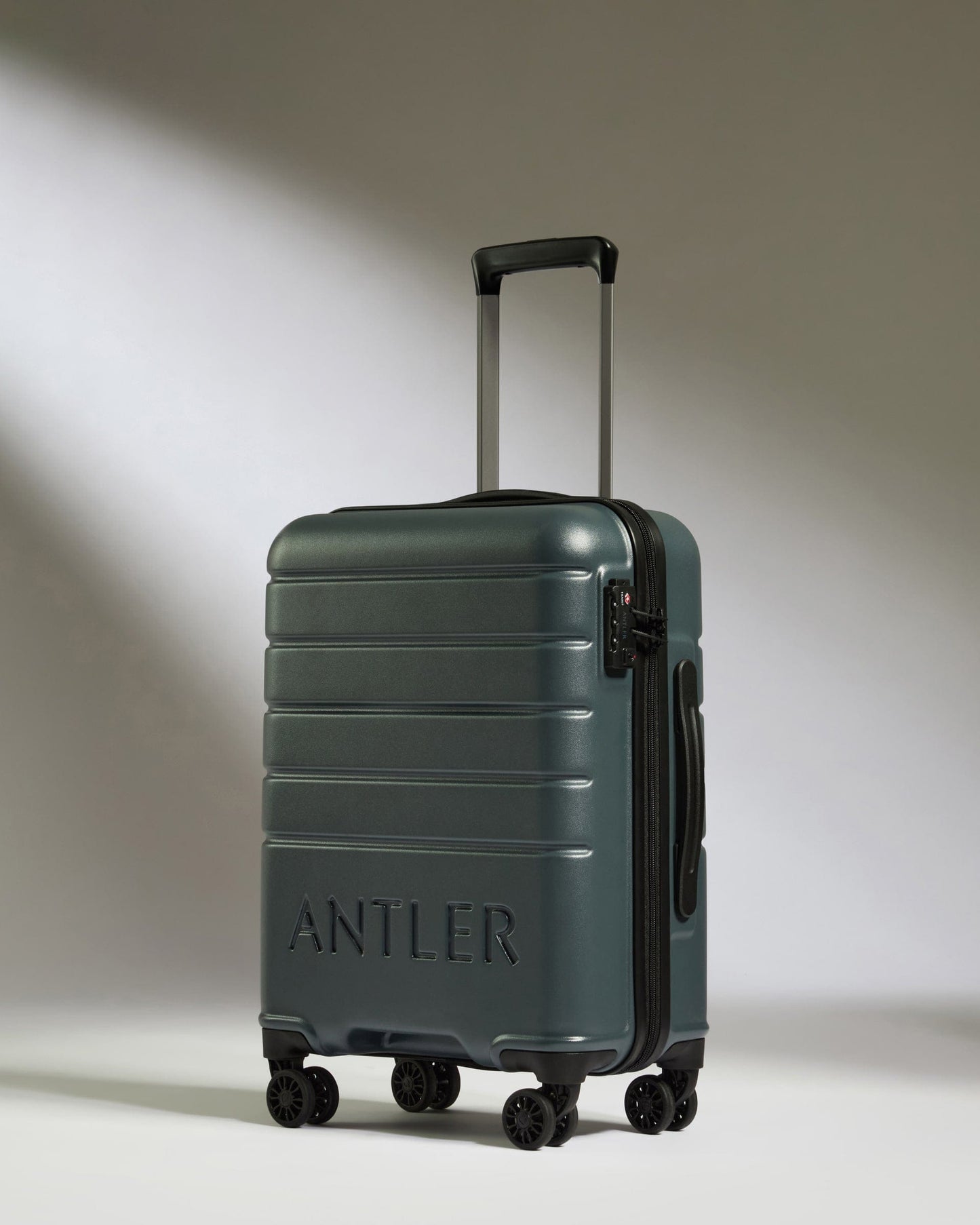 Antler Luggage -  Cabin Suitcase in Granite Grey - Logo - Hard Suitcases Cabin Suitcase in Grey - Logo | Lightweight Hard Shell Luggage