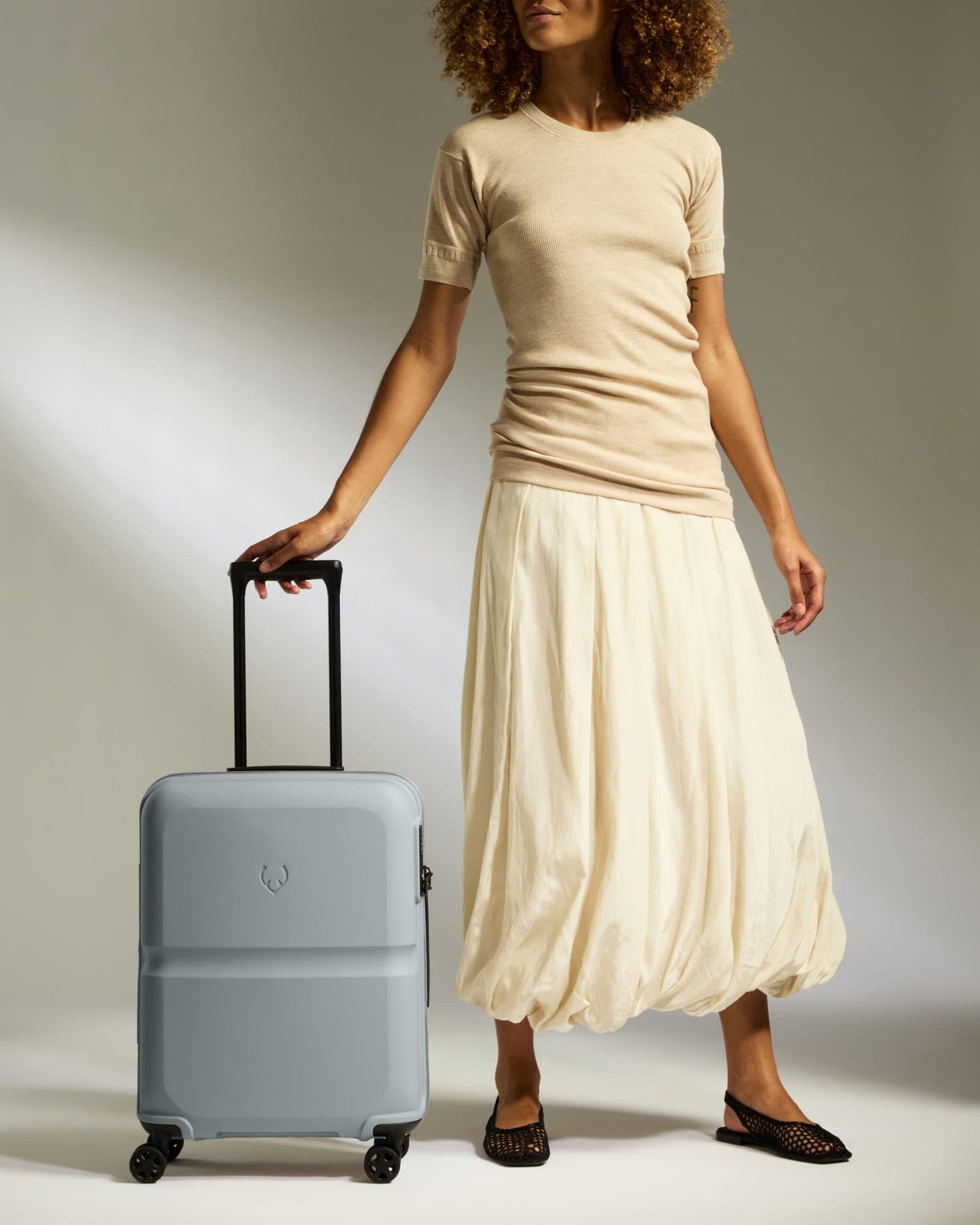 Antler Luggage -  Cabin Suitcase in Salt Blue - Single Stripe - Hard Suitcase - Standard Cabin Cabin Suitcase in Salt Blue - Single Stripe | Cabin Bag & Hard Luggage