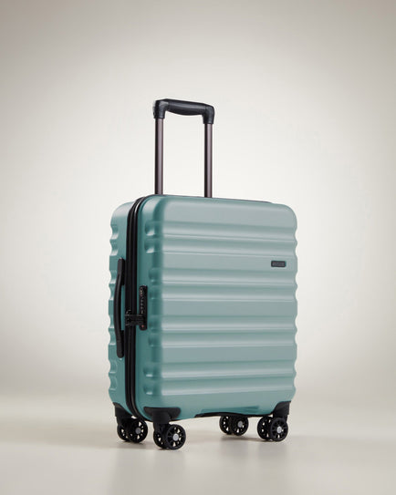 Antler Luggage -  Clifton cabin in mineral - Hard Suitcases Clifton 55x40x20cm Cabin Suitcase Mineral (Blue) | Hard Suitcase | Antler UK