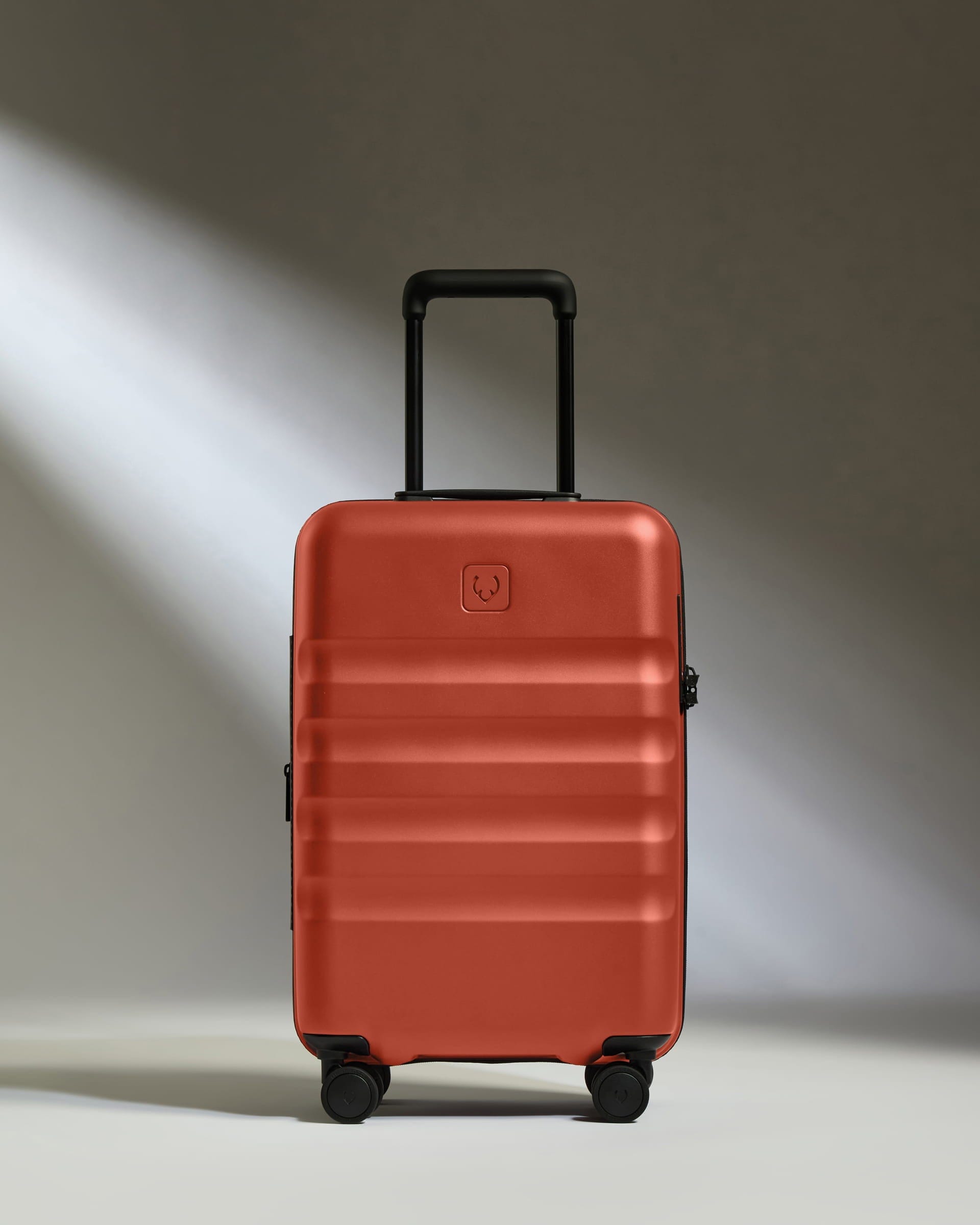 Antler Luggage -  Expandable Cabin Suitcase in Buckthorn Red - Icon Stripe - Hard Suitcase - Expander Cabin Icon Stripe Cabin with Expander in Buckthorn Red | Lightweight & Hard Shell Suitcase