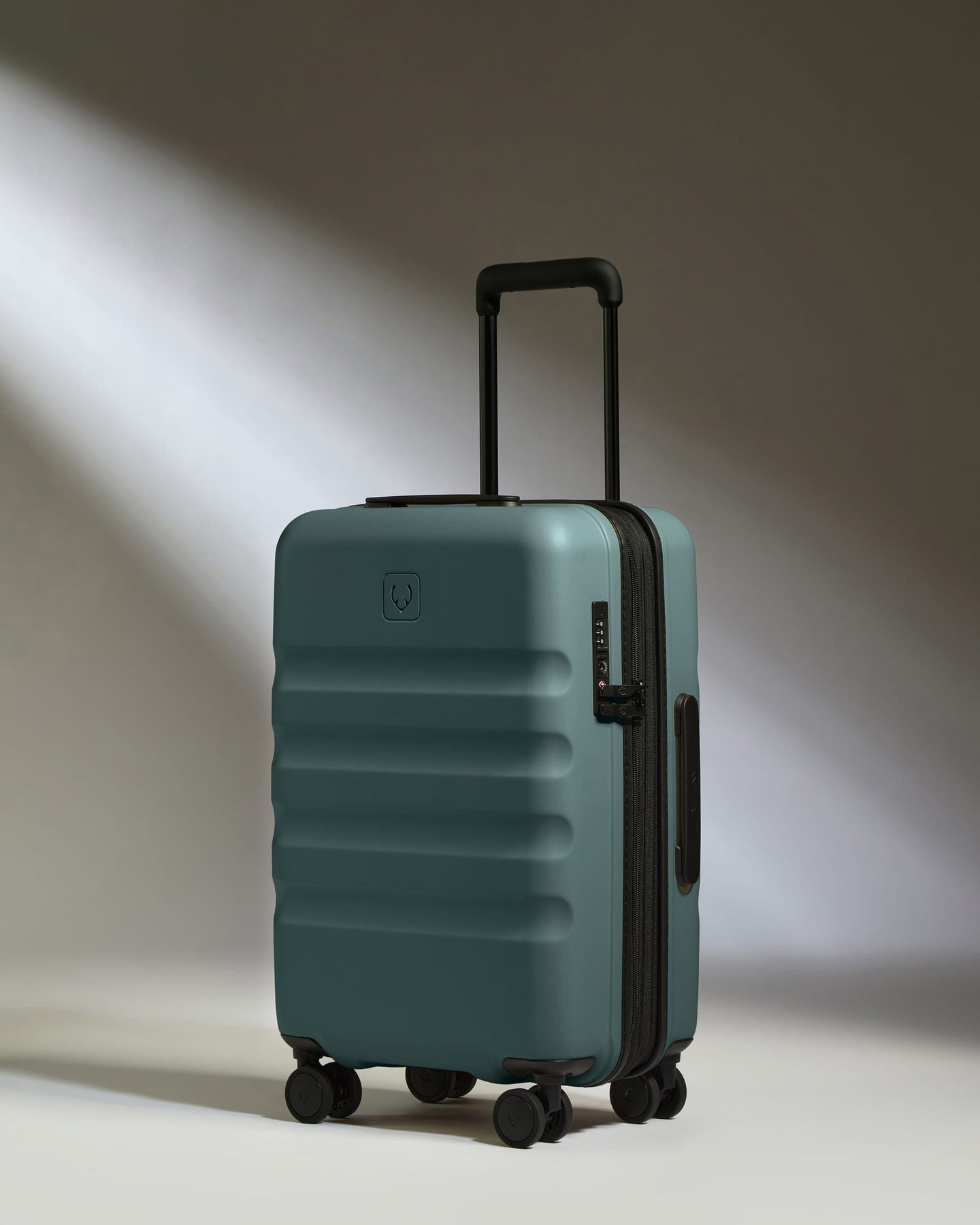 Antler Luggage -  Expandable Cabin Suitcase in Glade Blue - Icon Stripe - Hard Suitcase - Expander Cabin Expandable Cabin Suitcase in Blue - Icon Stripe | Lightweight & Hard Shell Suitcase