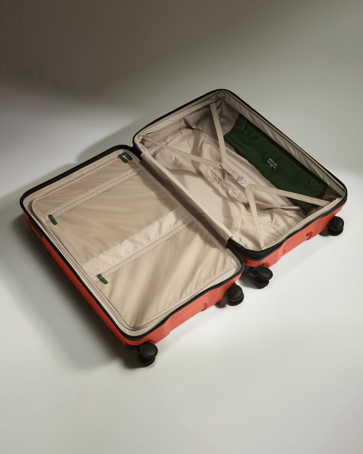 Antler Luggage -  Large Suitcase in Buckthorn Red - Icon Stripe - Hard Suitcase - Large Icon Stripe Large Suitcase in Buckthorn Red | Lightweight & Hard Shell Suitcase