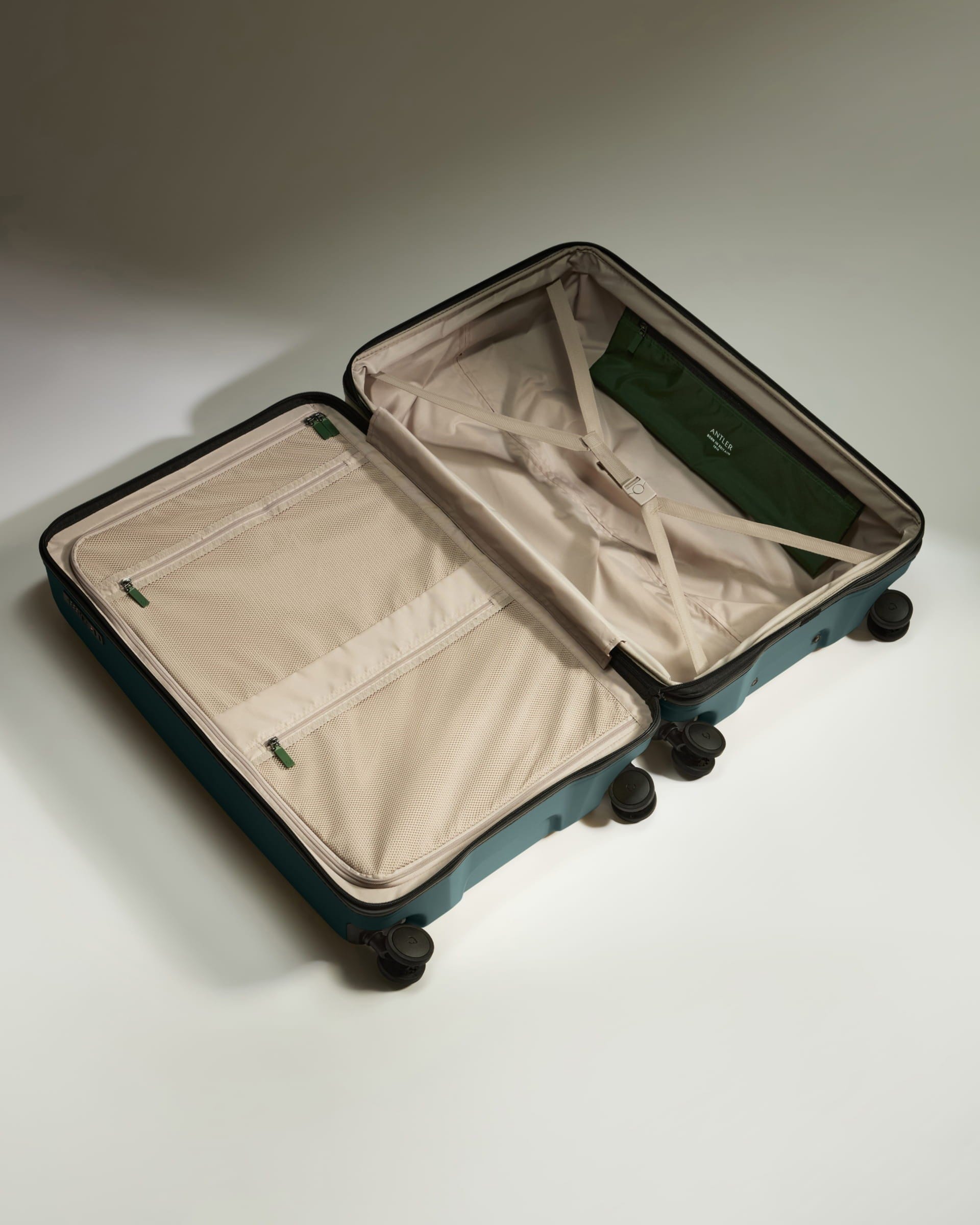 Antler Luggage -  Large Suitcase in Glade Blue - Icon Stripe - Hard Suitcase - Large Large Suitcase in Blue - Icon Stripe | Lightweight & Hard Shell Suitcase