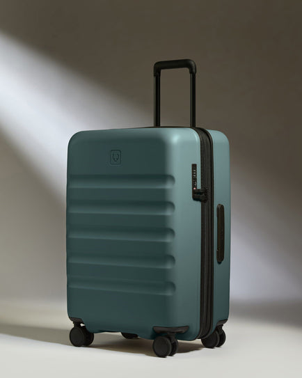 Antler Luggage -  Medium Suitcase in Glade Blue - Icon Stripe - Hard Suitcase - Medium Medium suitcase in Blue - Icon Stripe | Lightweight & Hard Shell Suitcase