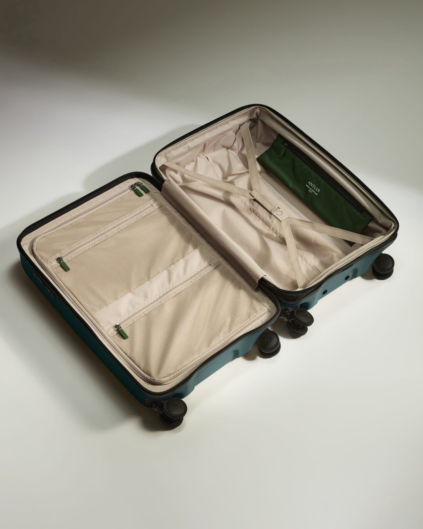 Antler Luggage -  Medium Suitcase in Glade Blue - Icon Stripe - Hard Suitcase - Medium Medium suitcase in Blue - Icon Stripe | Lightweight & Hard Shell Suitcase