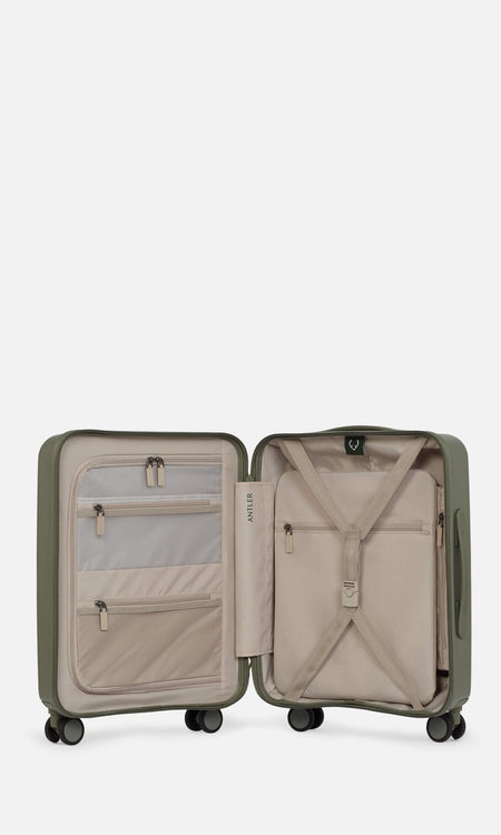 Antler Luggage -  Stamford cabin in field green - Hard Suitcases Stamford Cabin Suitcase Green | Hard Luggage | Antler UK