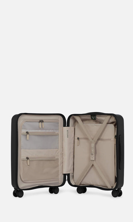 Antler Luggage -  Stamford cabin in midnight black - Hard Suitcases Stamford Cabin Suitcase Black | Hard Luggage | Antler UK