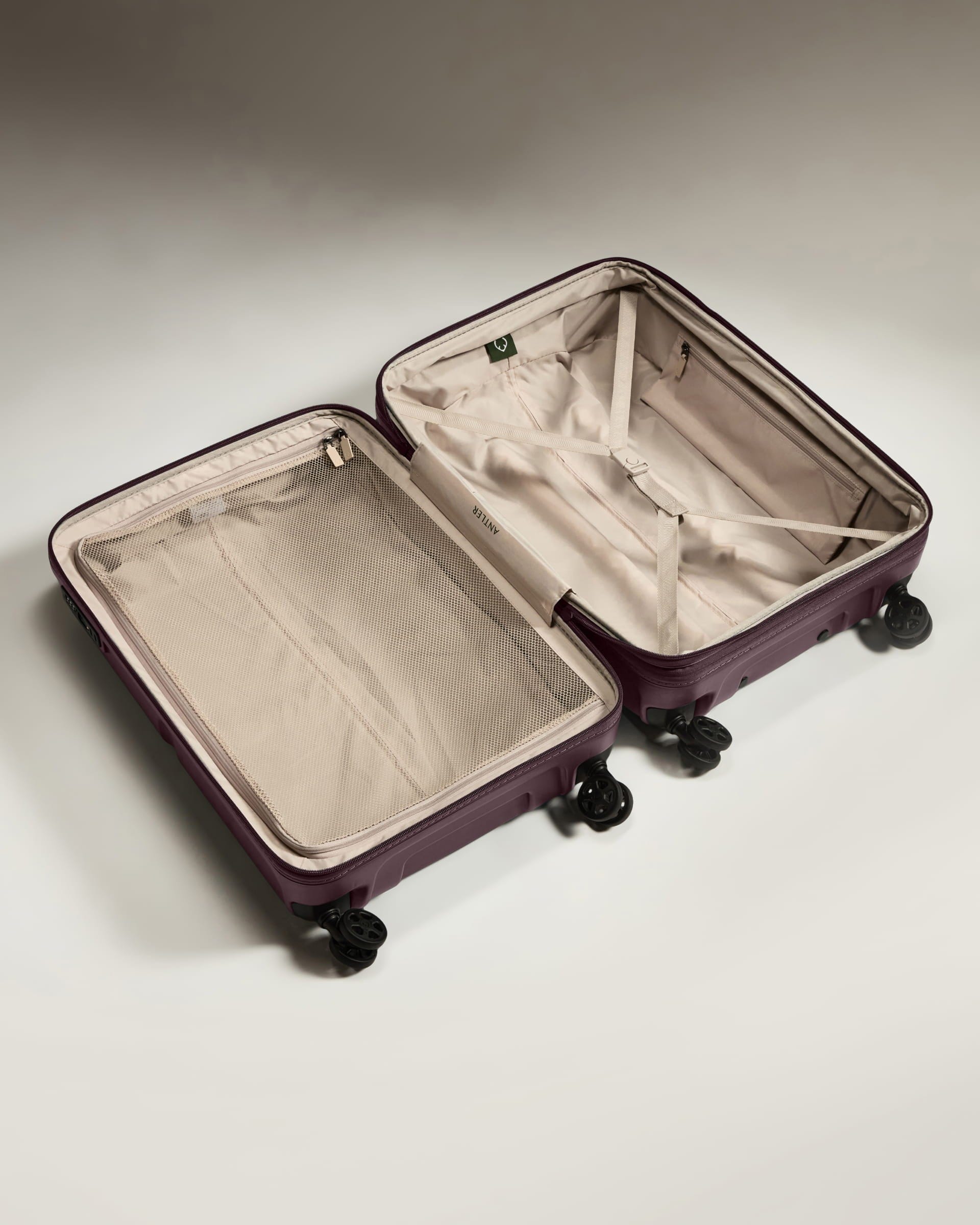 Antler Luggage -  Suitcase Set in Lagoon Red - Single Stripe - Hard Suitcase - Standard Cabin Set Suitcase Set in Red - Single Stripe | Cabin Luggage & Large Suitcases
