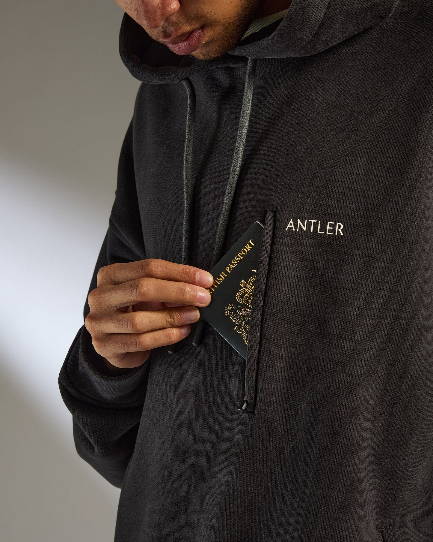 Travel Essential Hoodie in Charcoal Black