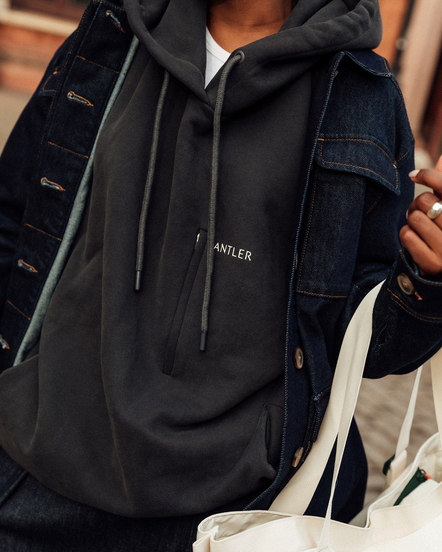 Travel Essential Hoodie in Charcoal Black