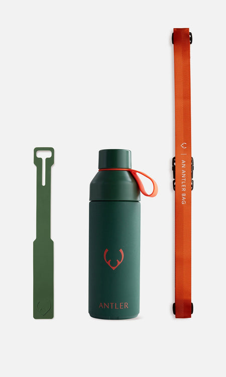 Antler Luggage -  Accessories bundle in green and coral - Travel Accessories Travel Accessories Bundle | Water Bottle | Green Tag | Coral Strap