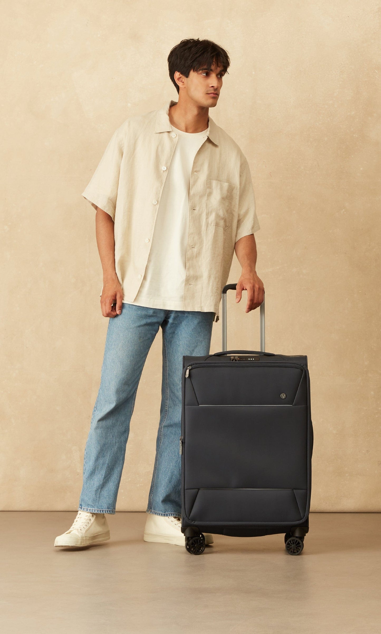 Antler Luggage -  Brixham medium in navy - Soft Suitcases Brixham Medium Suitcase Navy | Soft Shell Suitcase | Antler 