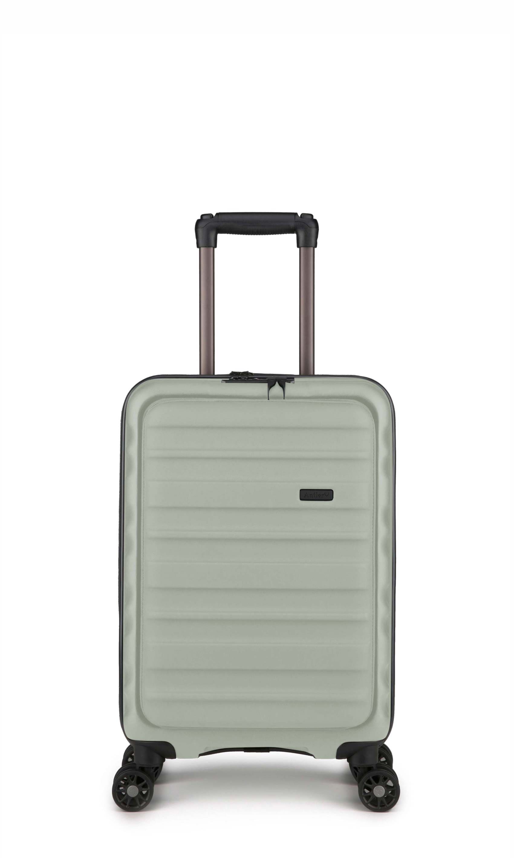 Antler Luggage -  Clifton cabin with pocket in sage - Hard Suitcases Clifton Cabin Pocket Suitcase Sage | Hard Suitcase | Antler UK