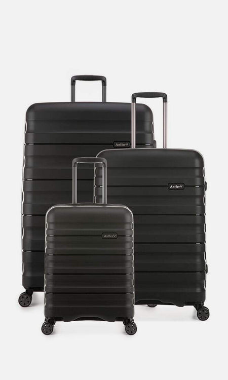 Antler Luggage -  Lincoln set in black - Hard Suitcases Lincoln 3 Piece Suitcase Set Black | Hard Suitcase | Antler UK