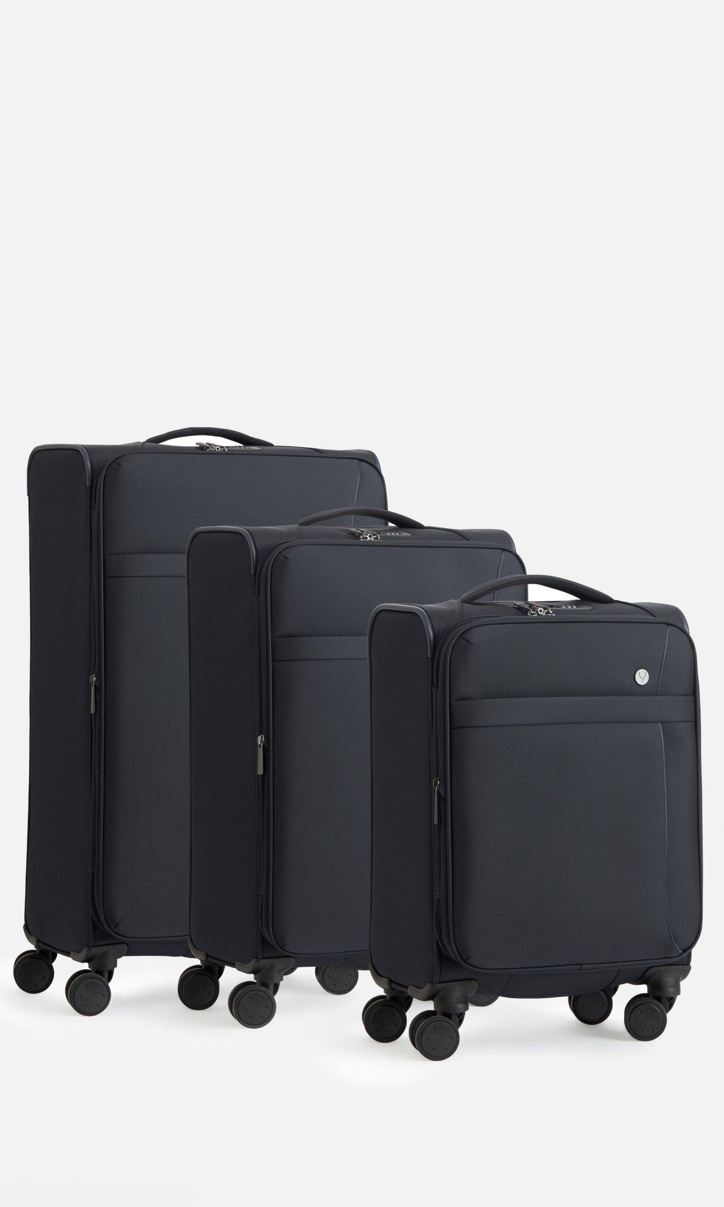 Antler Luggage -  Prestwick set in navy - Soft Suitcases Prestwick Set of 3 Suitcases Navy | Soft Suitcases | Antler 